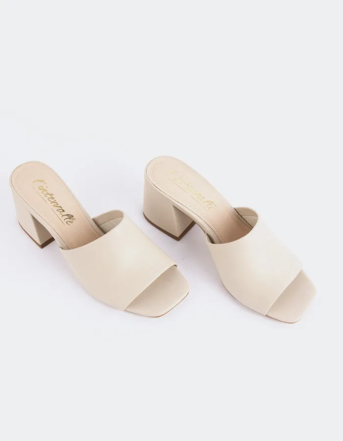 Clarabelle Cuir Blanc Cassé