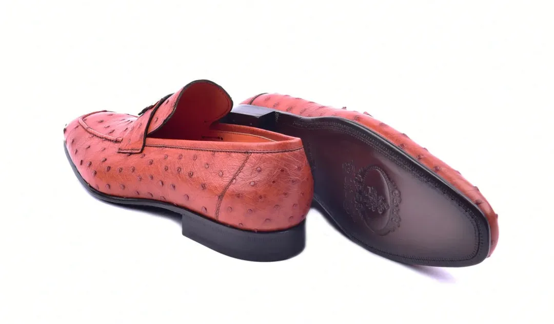 Corrente 5760 Mocassin à enfiler en plume d'autruche - Orange