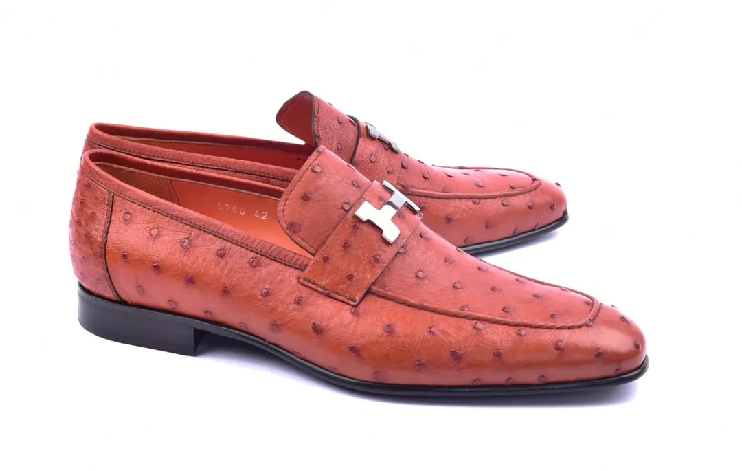 Corrente 5760 Mocassin à enfiler en plume d'autruche - Orange