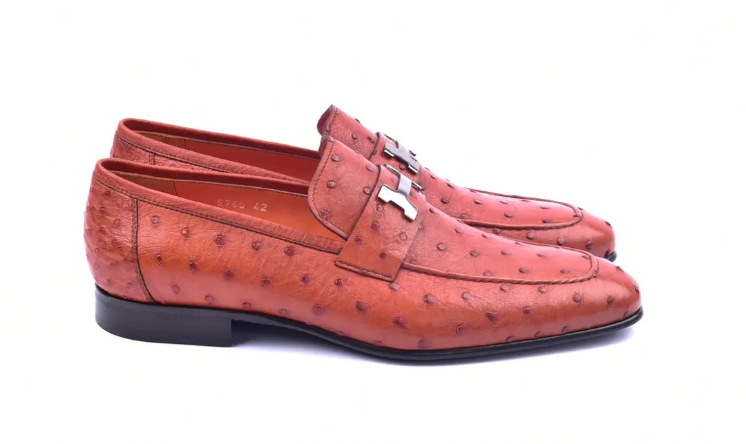 Corrente 5760 Mocassin à enfiler en plume d'autruche - Orange