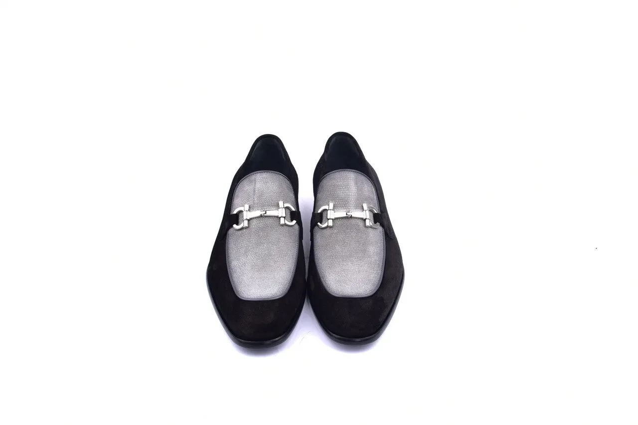 Corrente 6376 Mocassin à boucle en daim - Noir