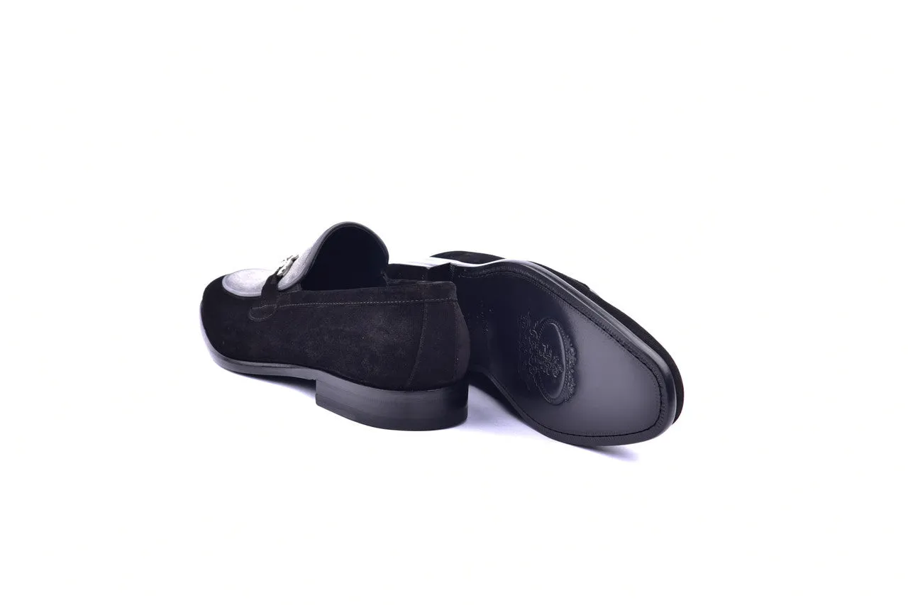 Corrente 6376 Mocassin à boucle en daim - Noir