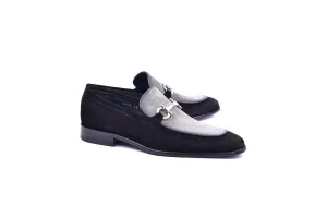 Corrente 6376 Mocassin à boucle en daim - Noir