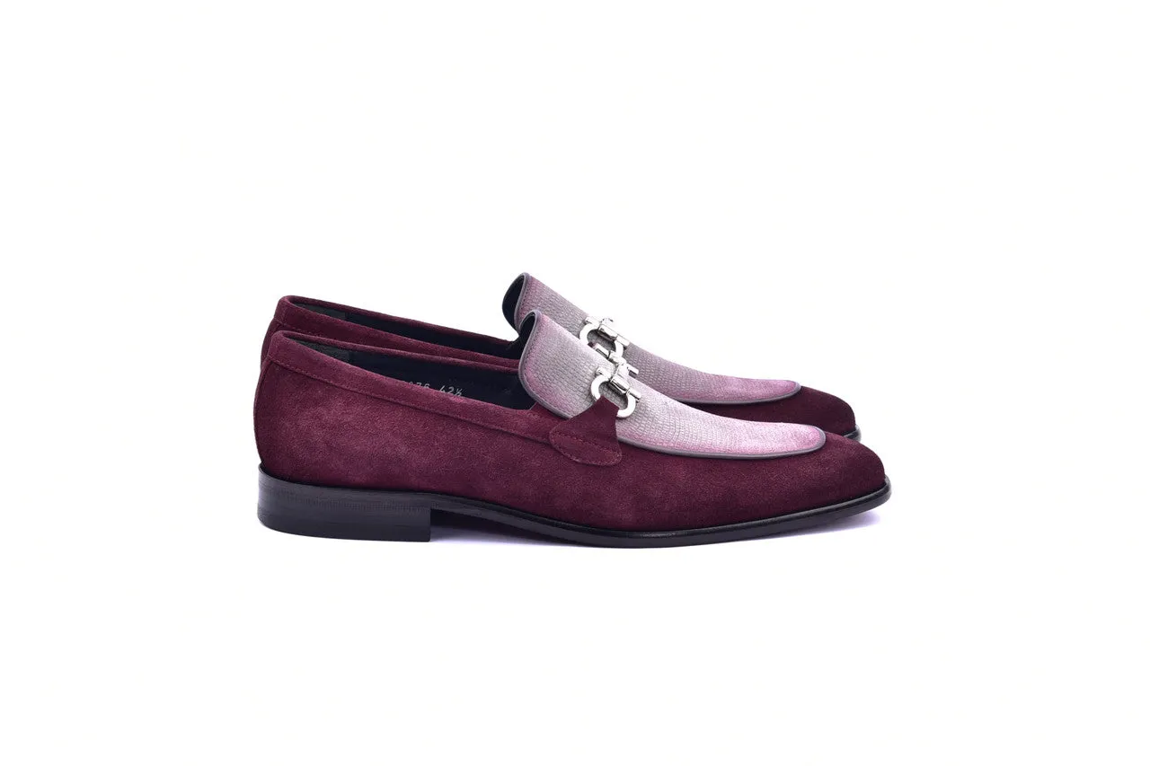 Corrente 6376 Mocassin à boucle en daim - Bordeau