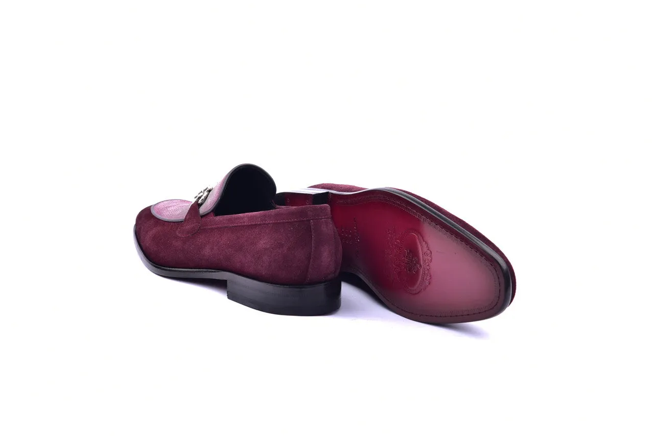 Corrente 6376 Mocassin à boucle en daim - Bordeau