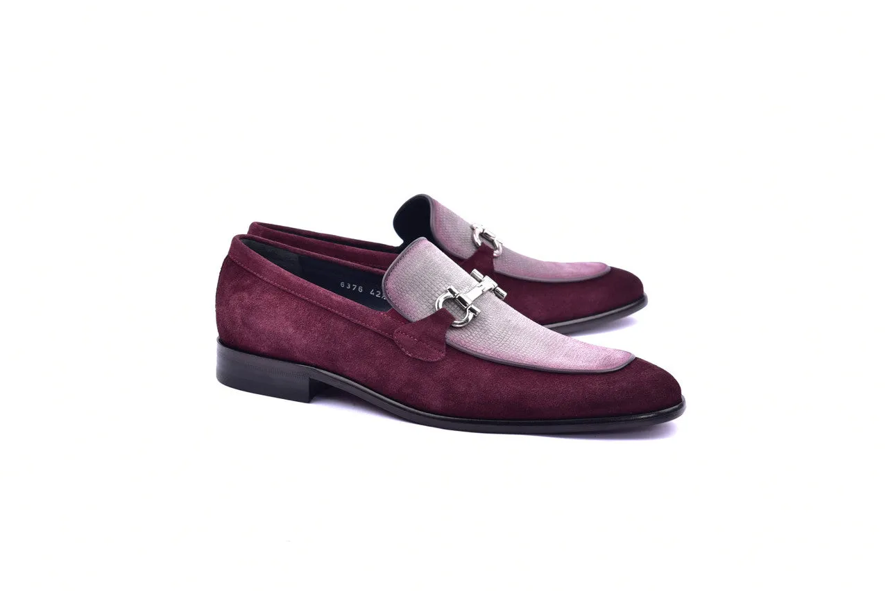 Corrente 6376 Mocassin à boucle en daim - Bordeau