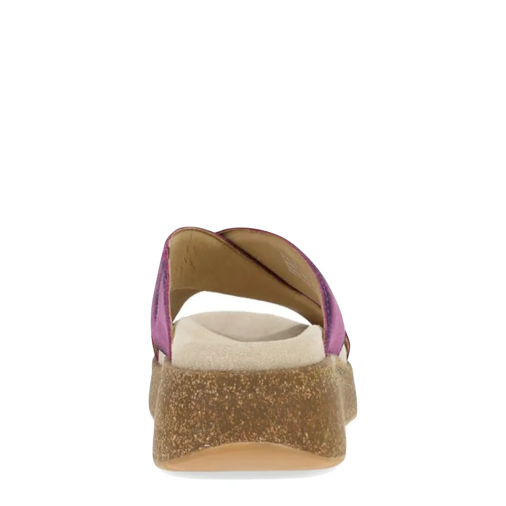 Sandale plateforme à glissière en daim brun violacé Bridget pour femmes de Dansko