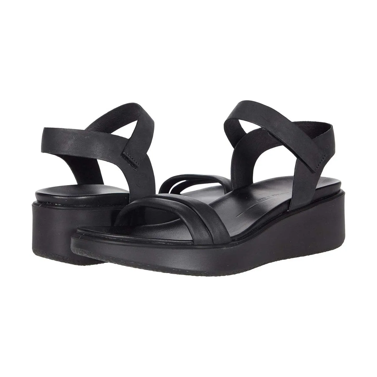 Ecco Sandale Femme FlowT LX2 Band à Plateforme Wedge Noir