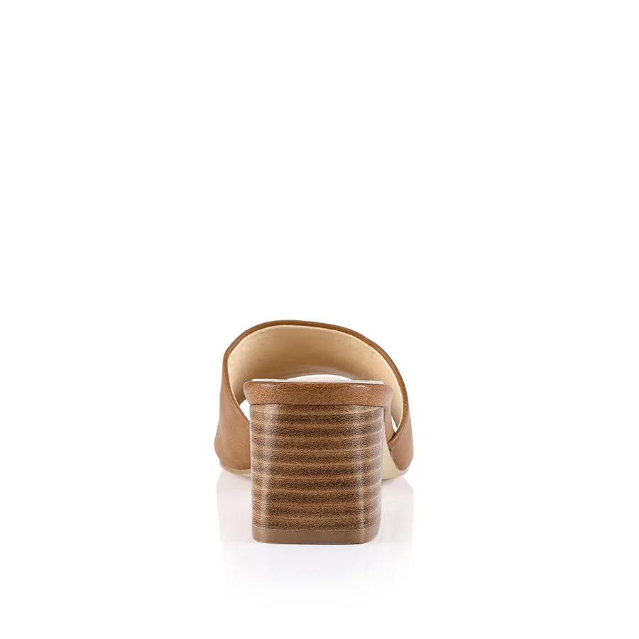 Mules Eleni à talon bloc - Beige Softee