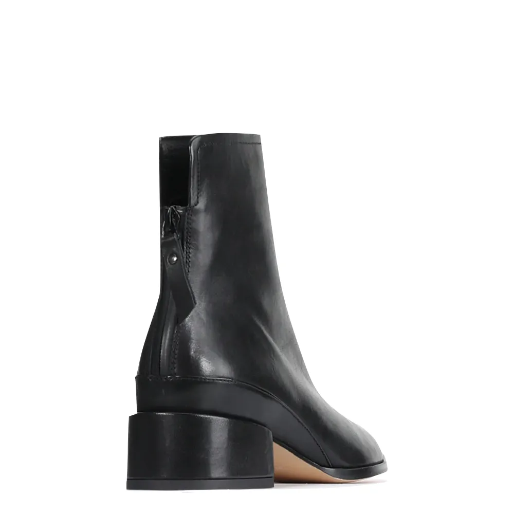 EOS Chaussures Bottes Femme en Cuir Moulé avec Fermeture Éclair à l'Arrière en Noir