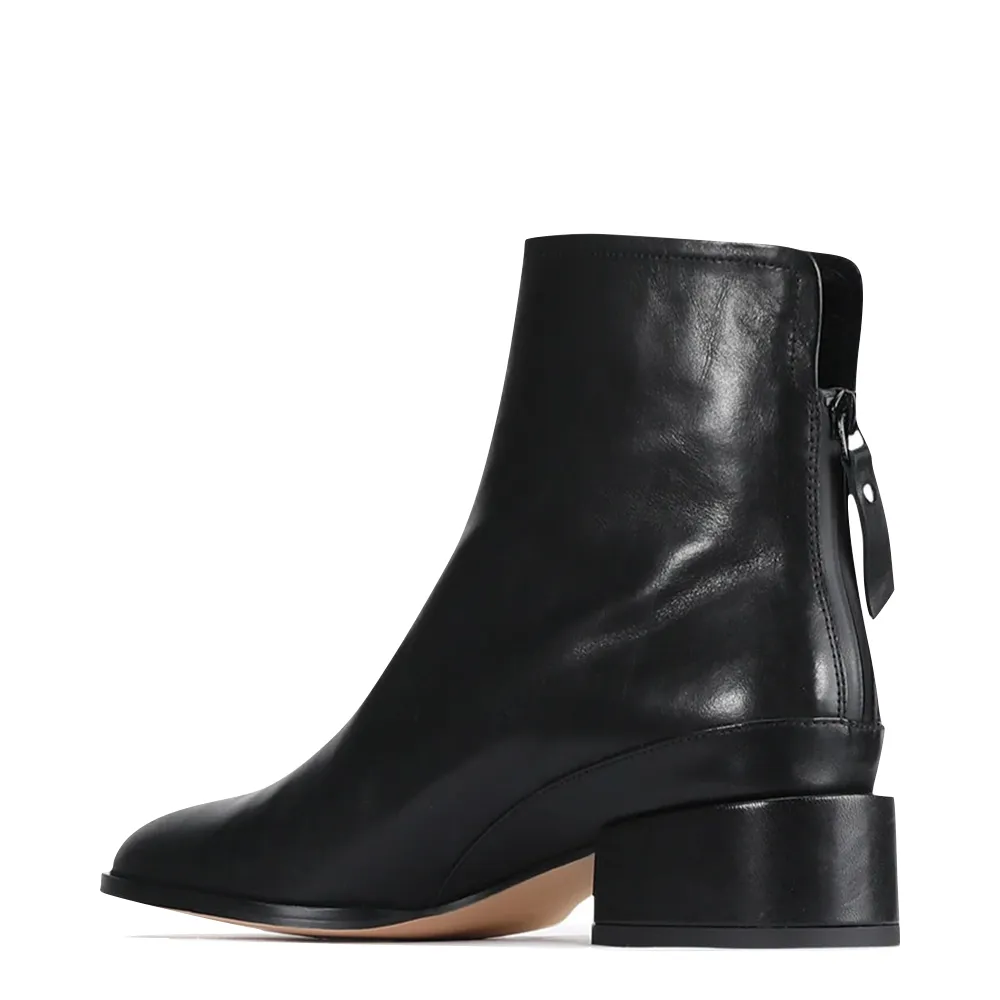 EOS Chaussures Bottes Femme en Cuir Moulé avec Fermeture Éclair à l'Arrière en Noir