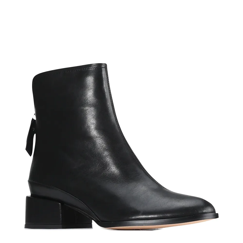 EOS Chaussures Bottes Femme en Cuir Moulé avec Fermeture Éclair à l'Arrière en Noir