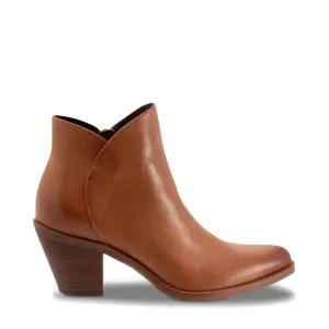 EOS Footwear Bottes à Talons pour Femmes Ellie en Cuir avec Fermeture Éclair Latérale en Brandy