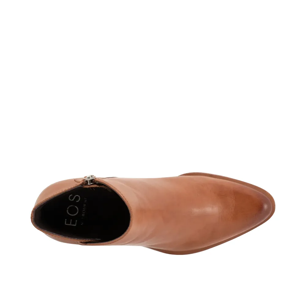 EOS Footwear Bottes à Talons pour Femmes Ellie en Cuir avec Fermeture Éclair Latérale en Brandy