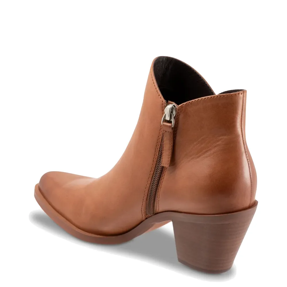 EOS Footwear Bottes à Talons pour Femmes Ellie en Cuir avec Fermeture Éclair Latérale en Brandy