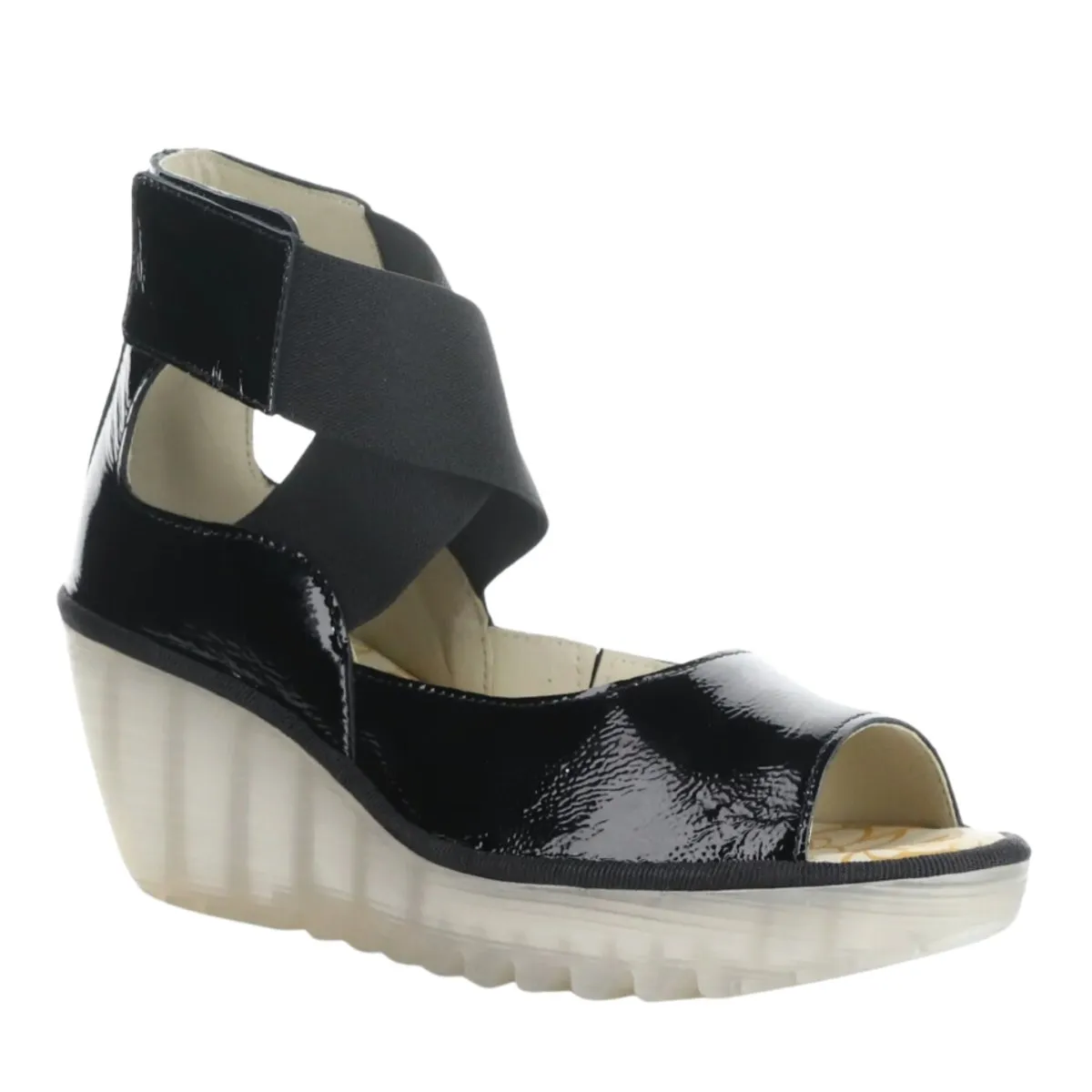 Fly London Femmes Yefi Noir Luxor Verni