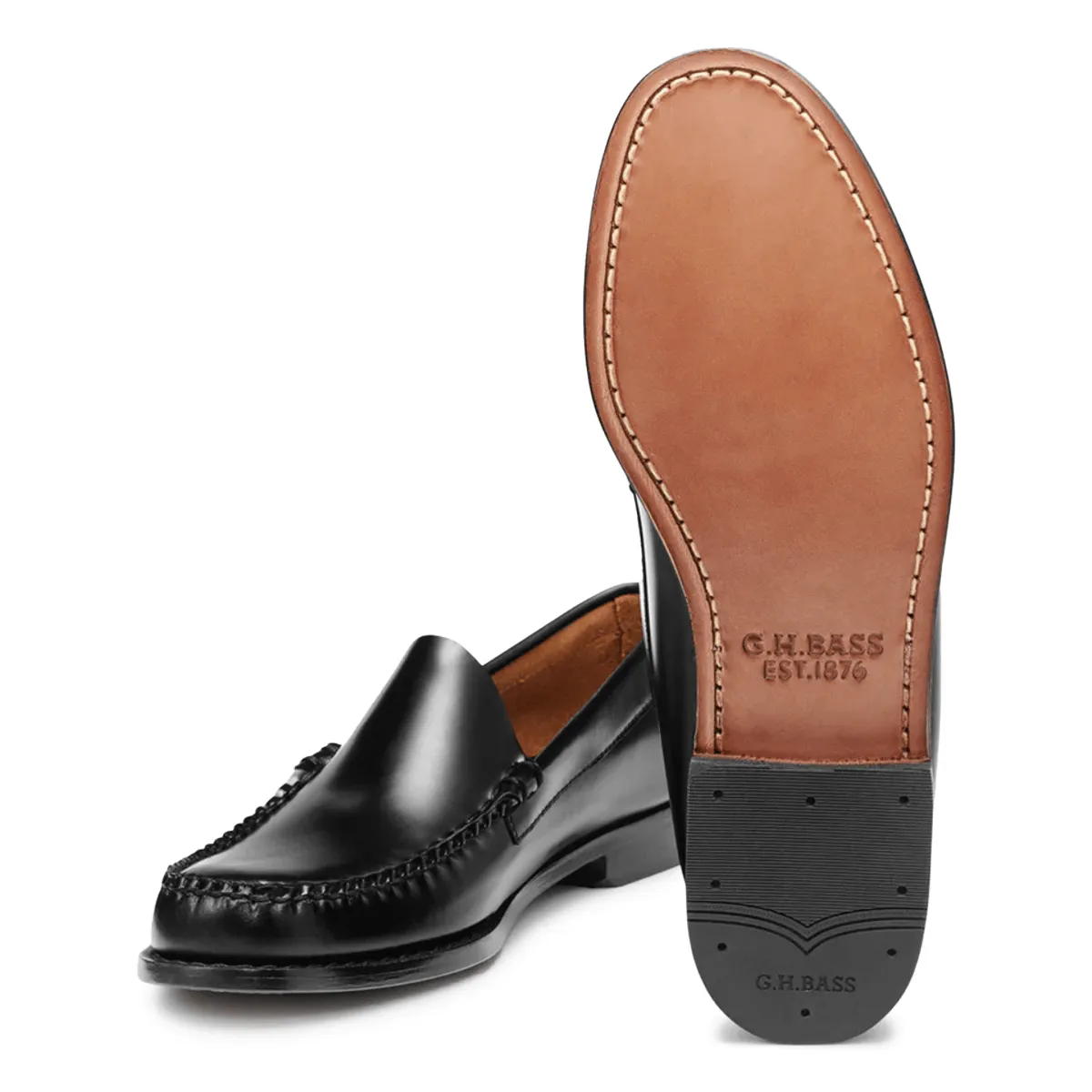 G.H. Bass Hommes Larson Venetian WeeJuns en Cuir Noir