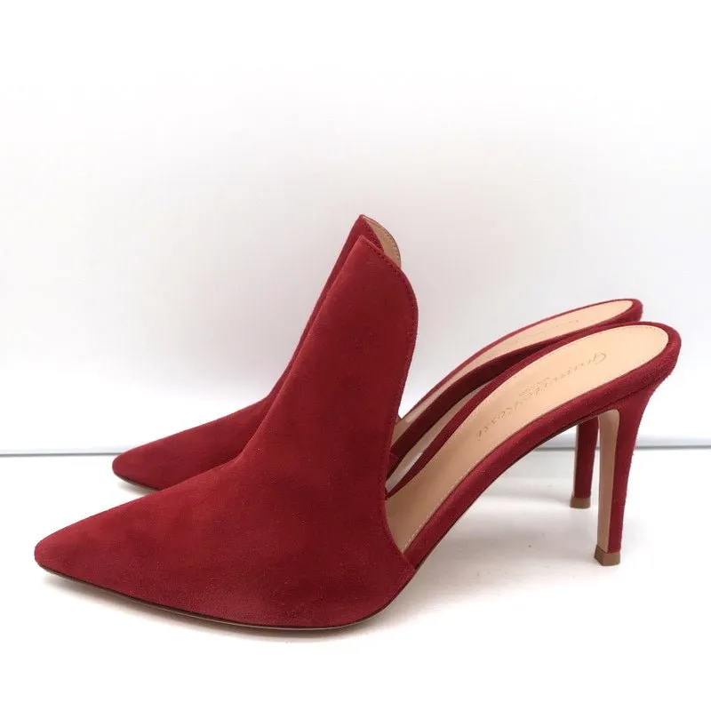 Gianvito Rossi Mules Aramis en Suède Rouge Pointure 39 Talons Aiguilles