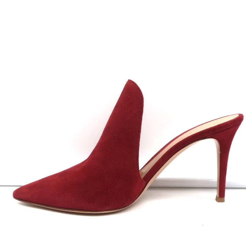 Gianvito Rossi Mules Aramis en Suède Rouge Pointure 39 Talons Aiguilles