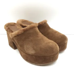 Gianvito Rossi Lyss Mules en Suède Brun Taille 36 à Plateforme avec Doublure en Agneau