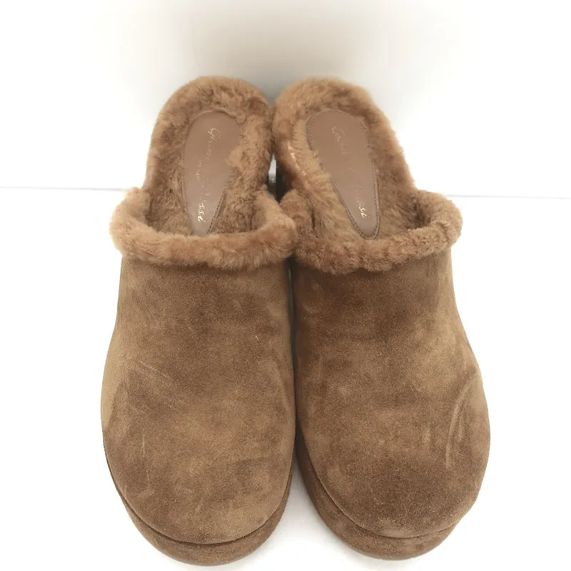 Gianvito Rossi Lyss Mules en Suède Brun Taille 36 à Plateforme avec Doublure en Agneau