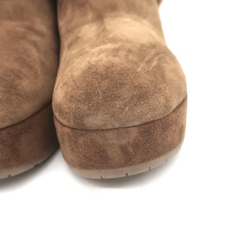 Gianvito Rossi Lyss Mules en Suède Brun Taille 36 à Plateforme avec Doublure en Agneau