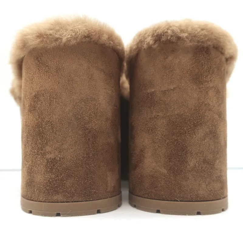 Gianvito Rossi Lyss Mules en Suède Brun Taille 36 à Plateforme avec Doublure en Agneau