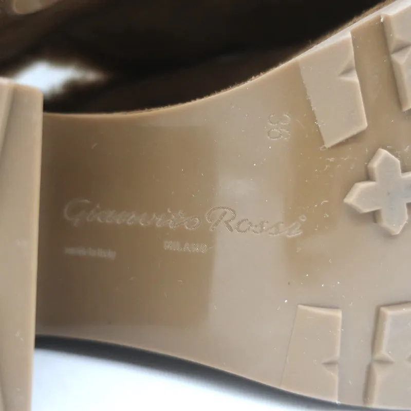 Gianvito Rossi Lyss Mules en Suède Brun Taille 36 à Plateforme avec Doublure en Agneau