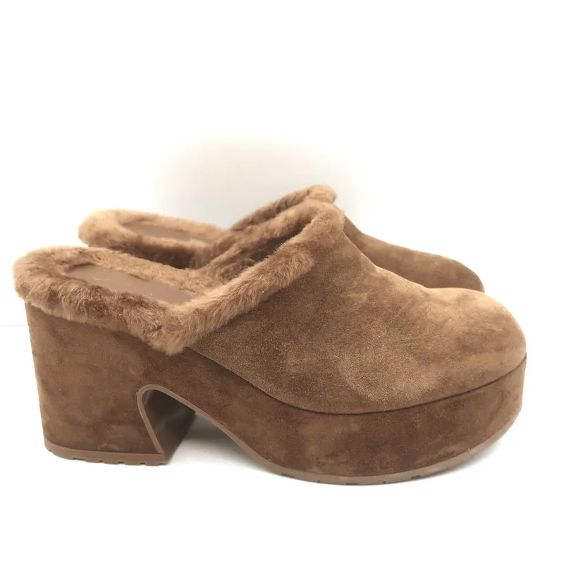 Gianvito Rossi Lyss Mules en Suède Brun Taille 36 à Plateforme avec Doublure en Agneau