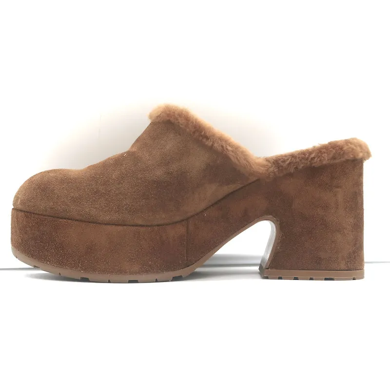 Gianvito Rossi Lyss Mules en Suède Brun Taille 36 à Plateforme avec Doublure en Agneau