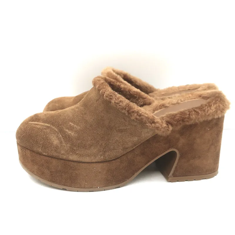 Gianvito Rossi Lyss Mules en Suède Brun Taille 36 à Plateforme avec Doublure en Agneau