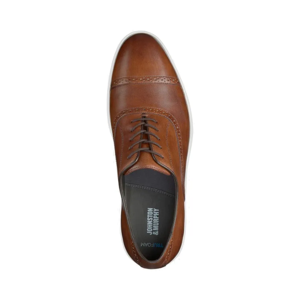 Johnston & Murphy Hommes Brody Cap Toe en Cuir Brun Teinté à la Main
