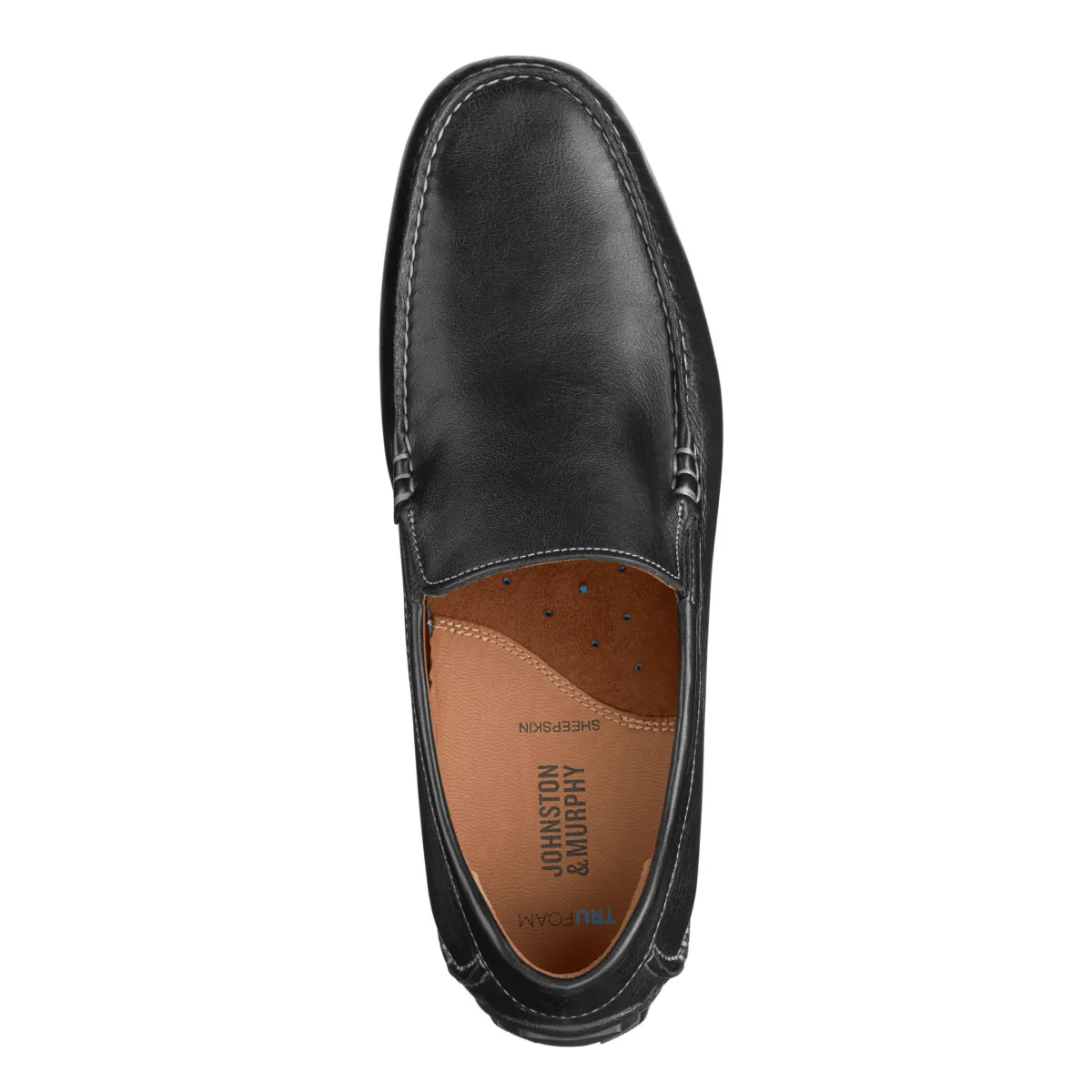 Johnston & Murphy Hommes Cort Moc Venise Noir Cuir Pleine Fleur