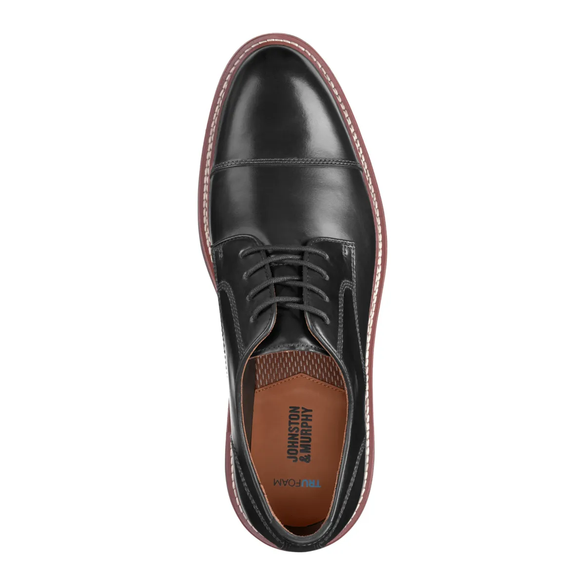 Johnston & Murphy Hommes Upton Chaussures de ville bout rond en cuir pleine fleur noir