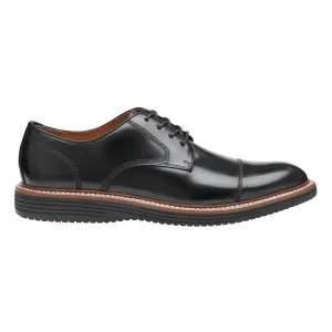 Johnston & Murphy Hommes Upton Chaussures de ville bout rond en cuir pleine fleur noir