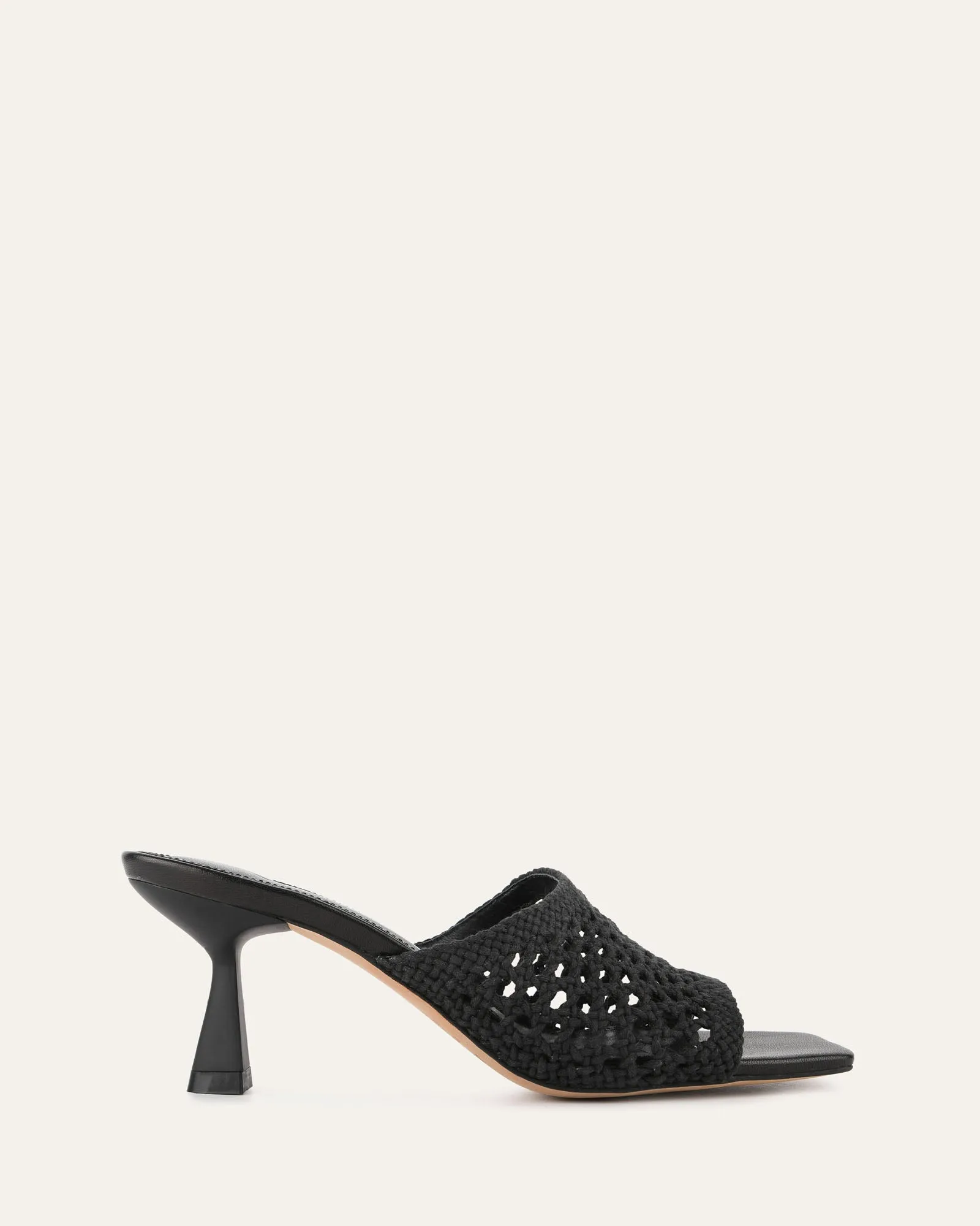 SANDALES JORDYN À TALON MOYEN NOIR TEXTILE