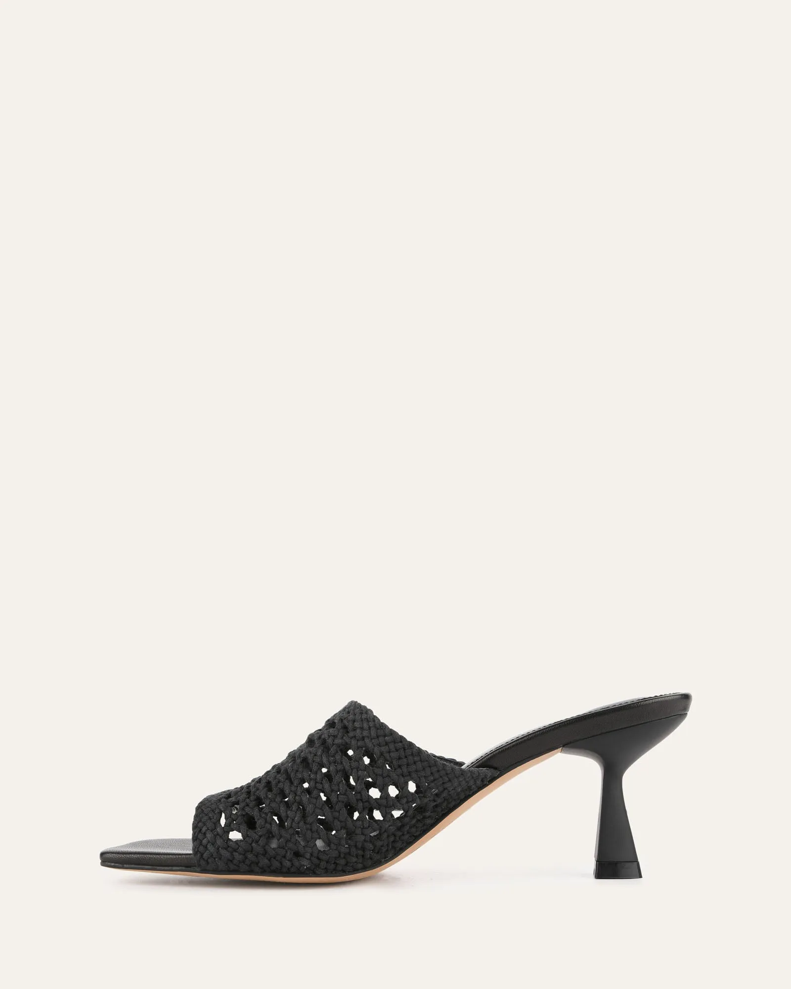 SANDALES JORDYN À TALON MOYEN NOIR TEXTILE
