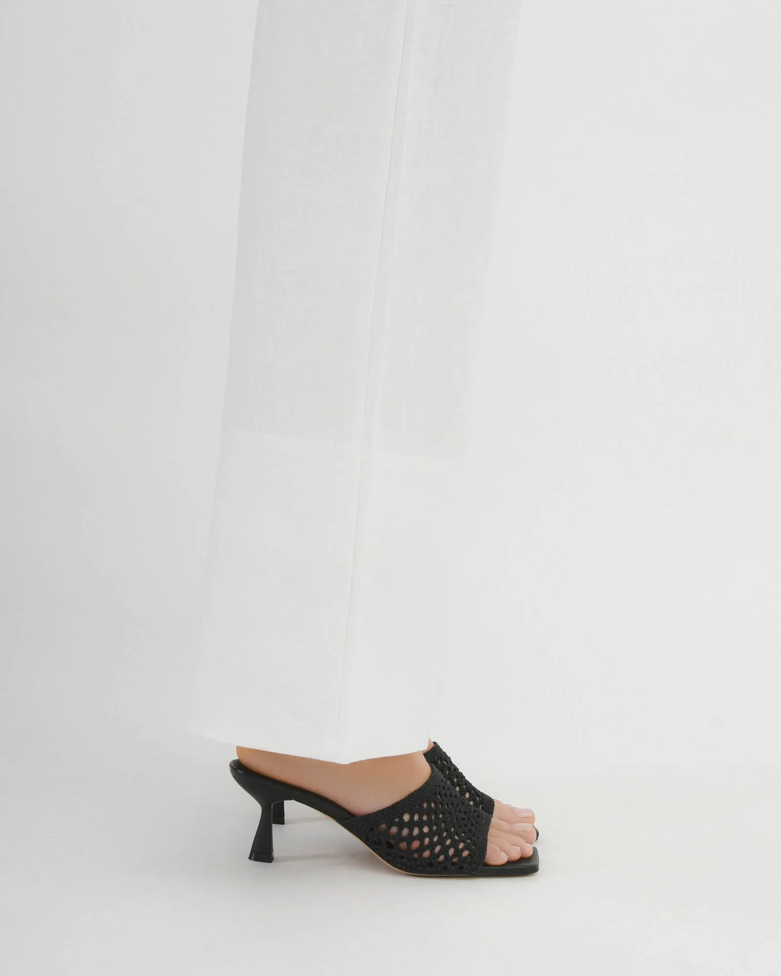 SANDALES JORDYN À TALON MOYEN NOIR TEXTILE