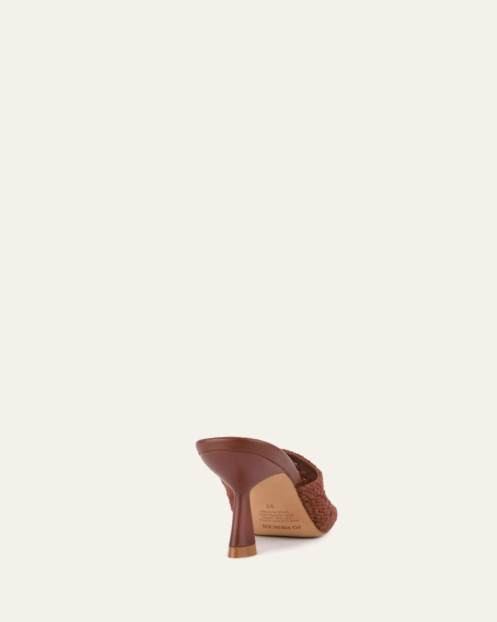 SANDALES JORDYN À TALON MOYEN EN TEXTILE COGNAC