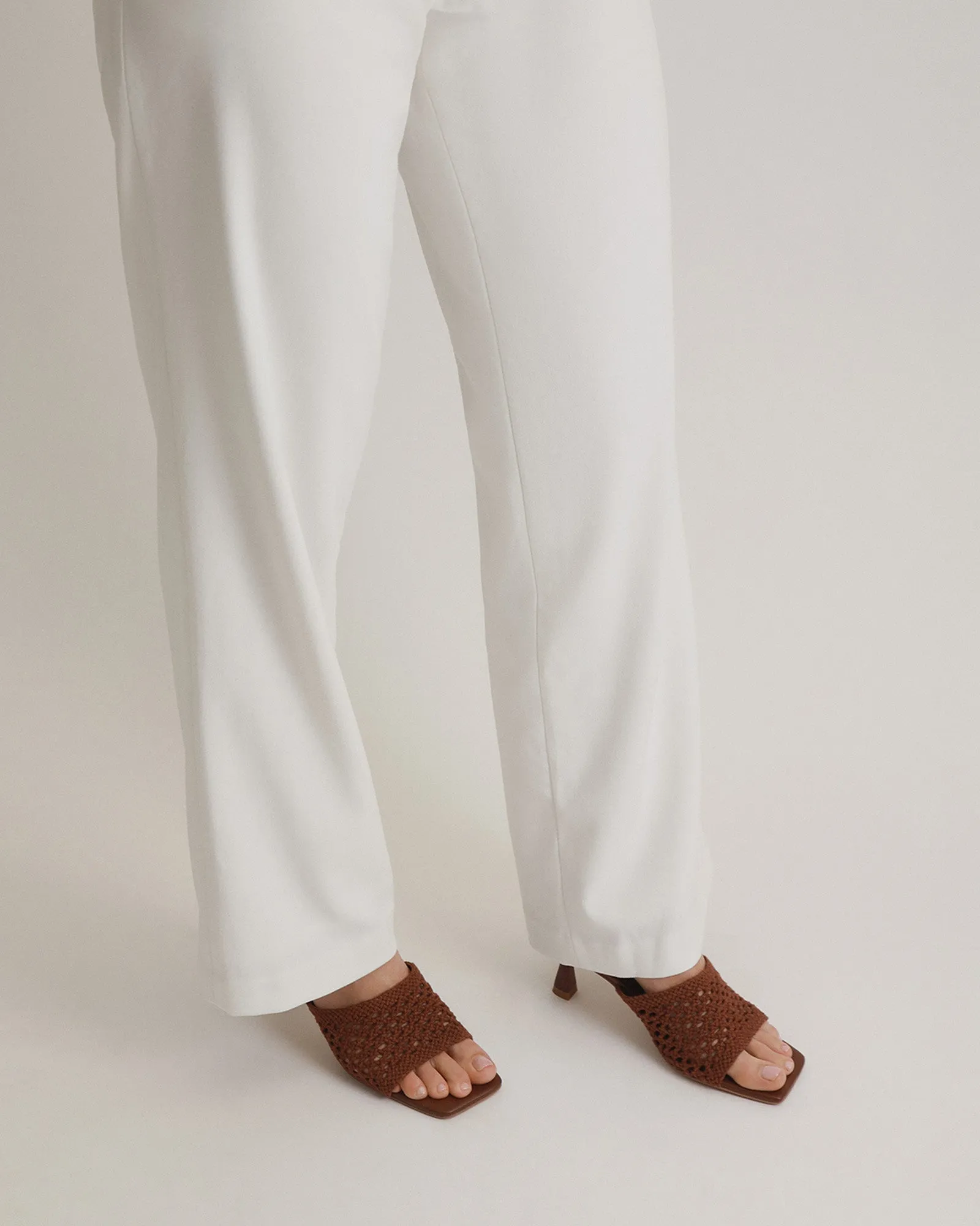 SANDALES JORDYN À TALON MOYEN TEXTILE COGNAC
