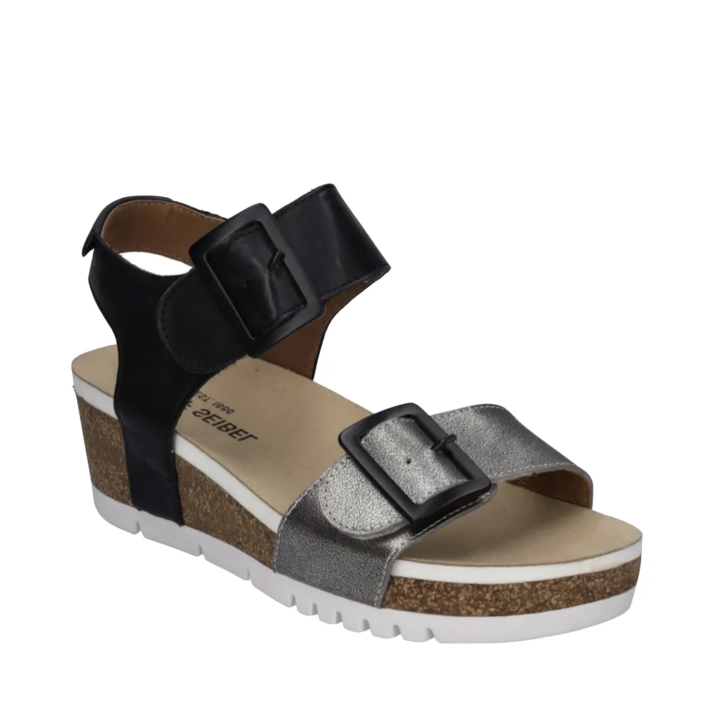 Josef Seibel Sandale à talon compensé Quinn 02 pour femme en basalte