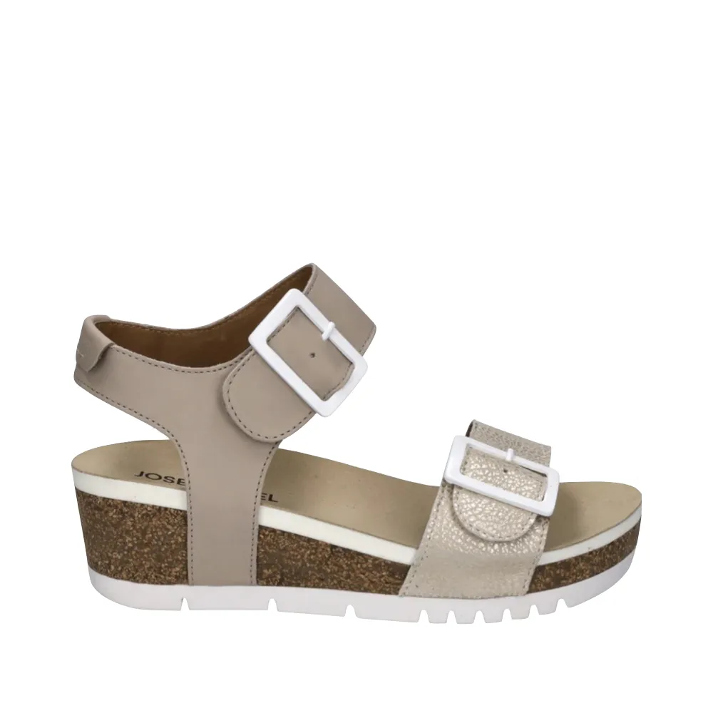 Josef Seibel Femme Quinn 02 Sandale à Talon Compensé en Crème