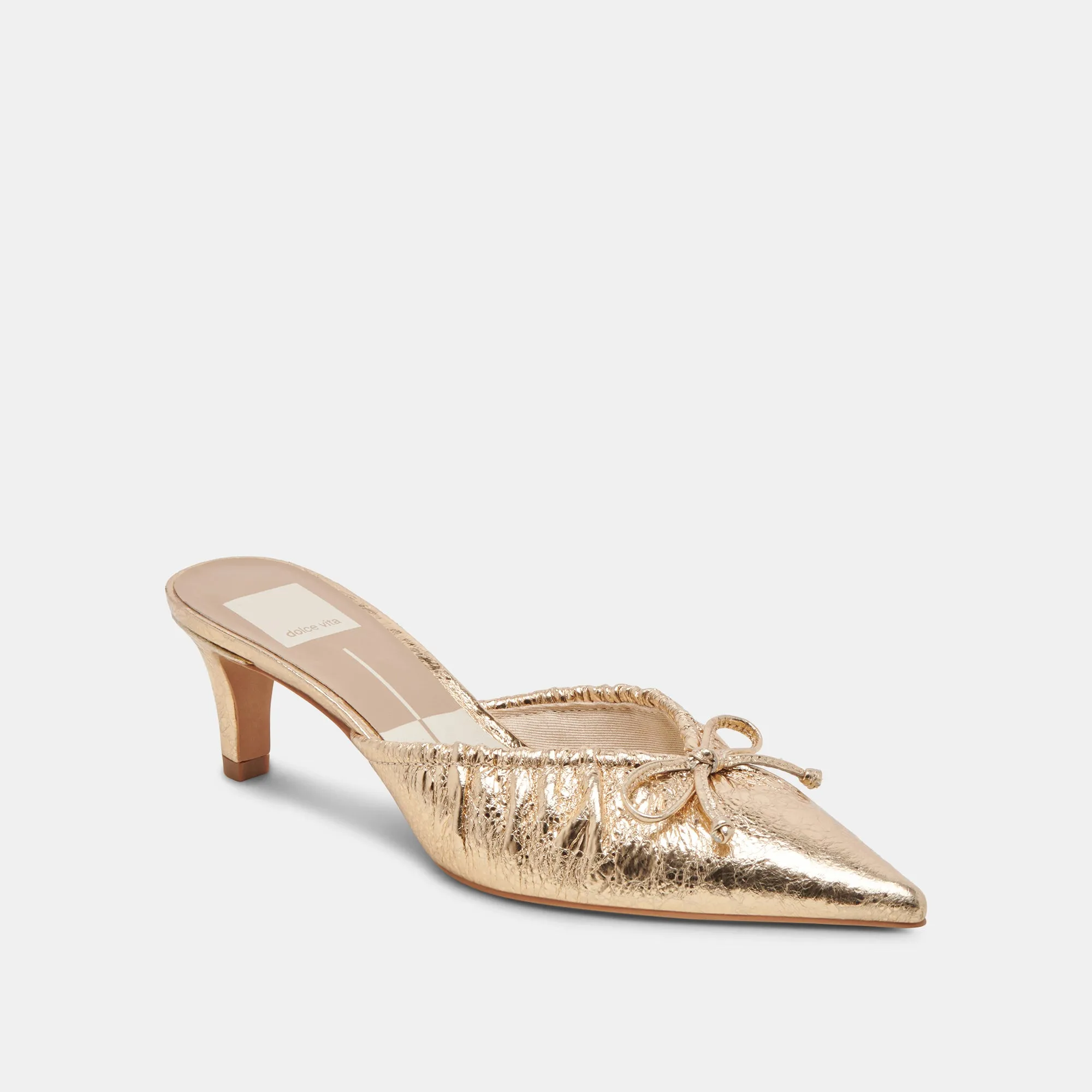 KAIRI TALONS MOYENS CUIR DISTRESSÉ DORÉ