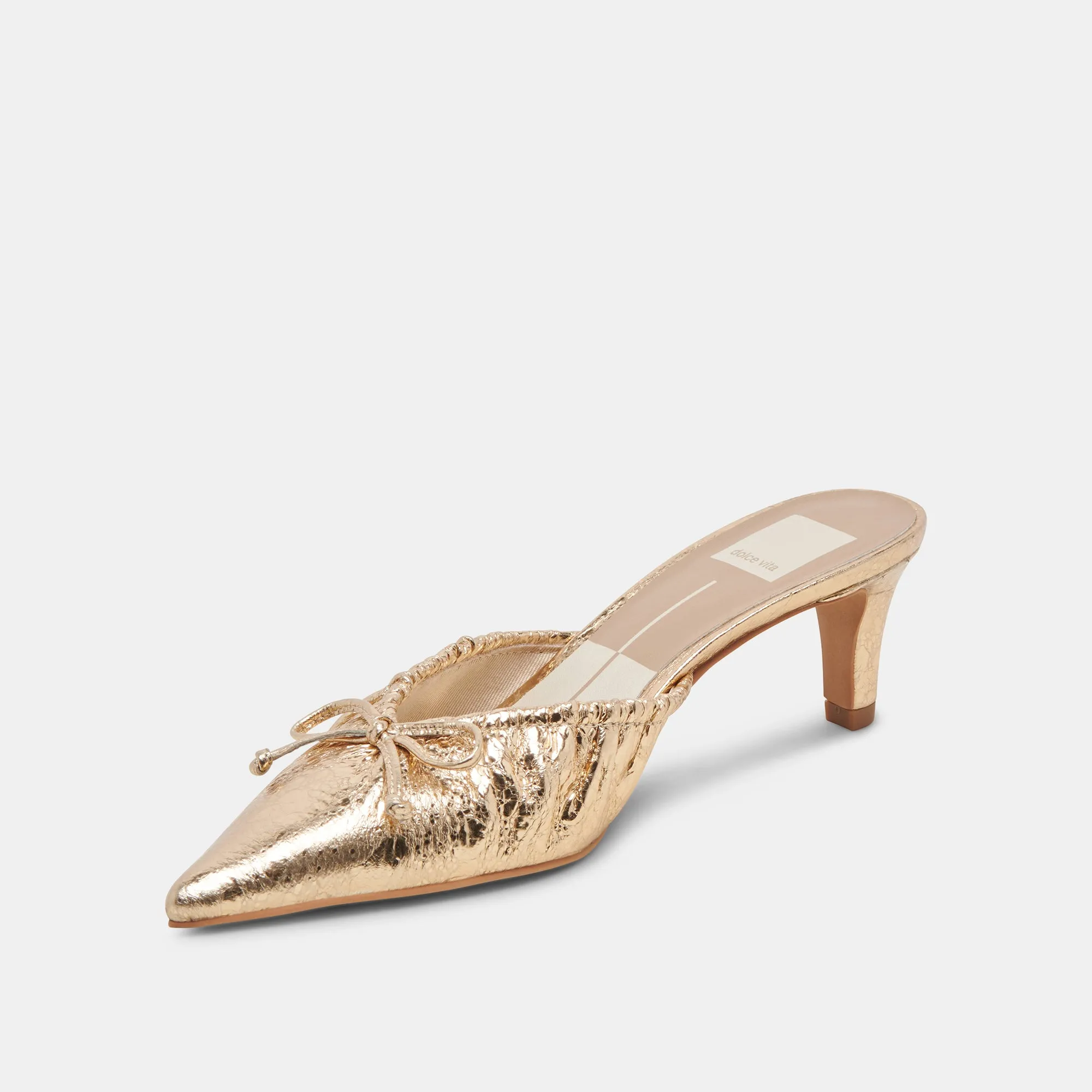 KAIRI TALONS MOYENS CUIR DISTRESSÉ DORÉ