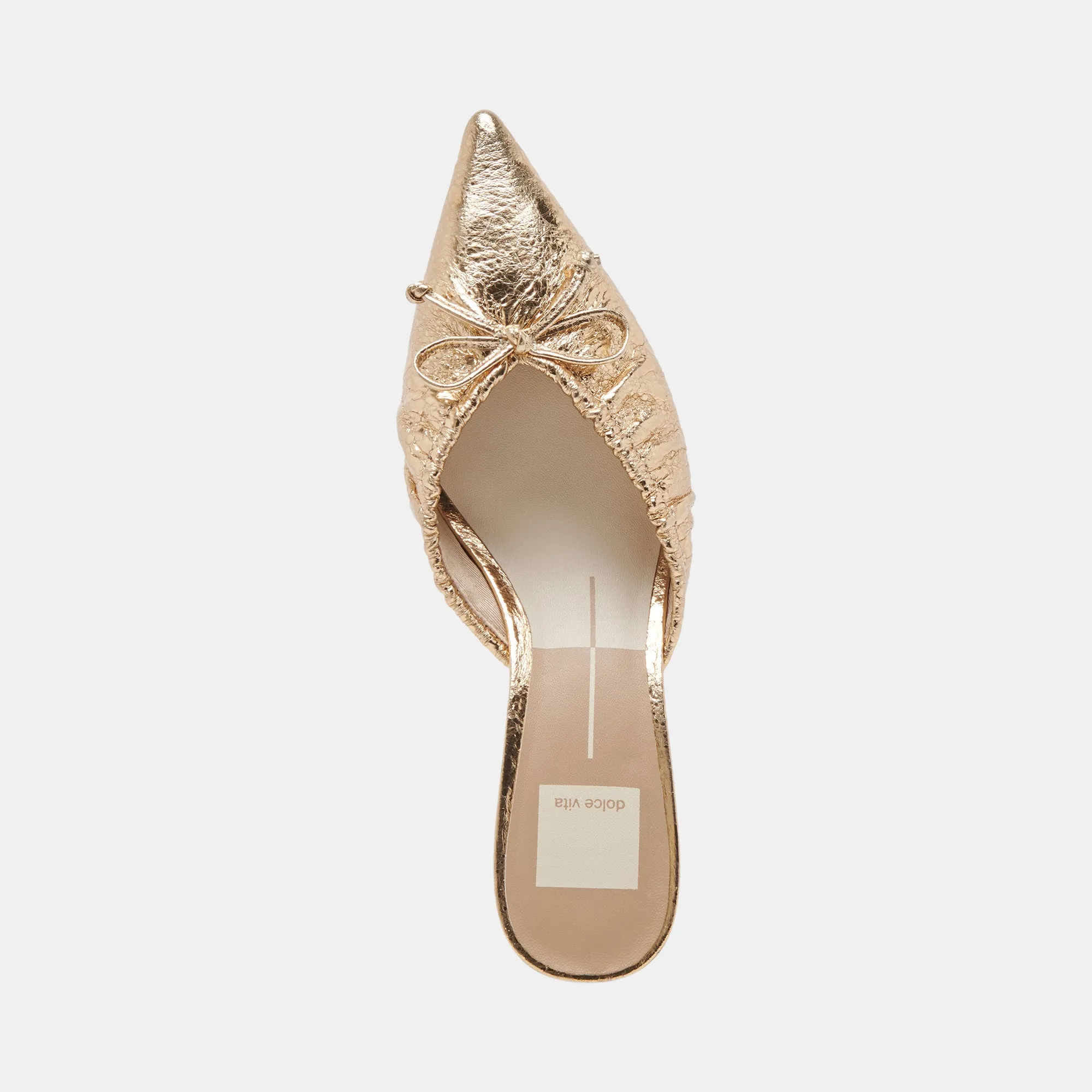 KAIRI TALONS MOYENS CUIR DISTRESSÉ DORÉ