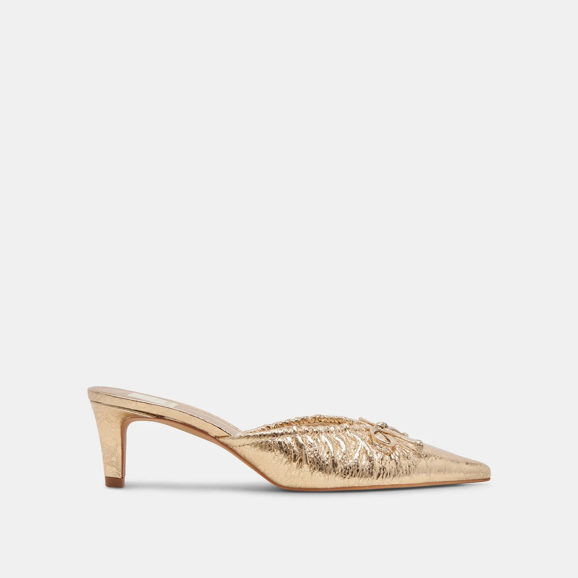 KAIRI TALONS MOYENS CUIR DISTRESSÉ DORÉ