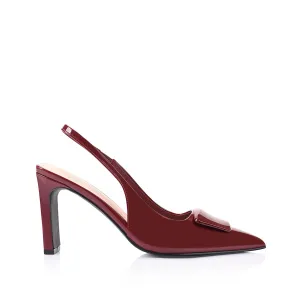 Escarpins Konga à talon bloc et bride arrière - Vernis vin