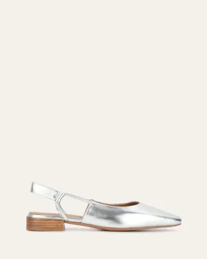 LARISSA ROBE BALLERINES CUIR ARGENTÉ