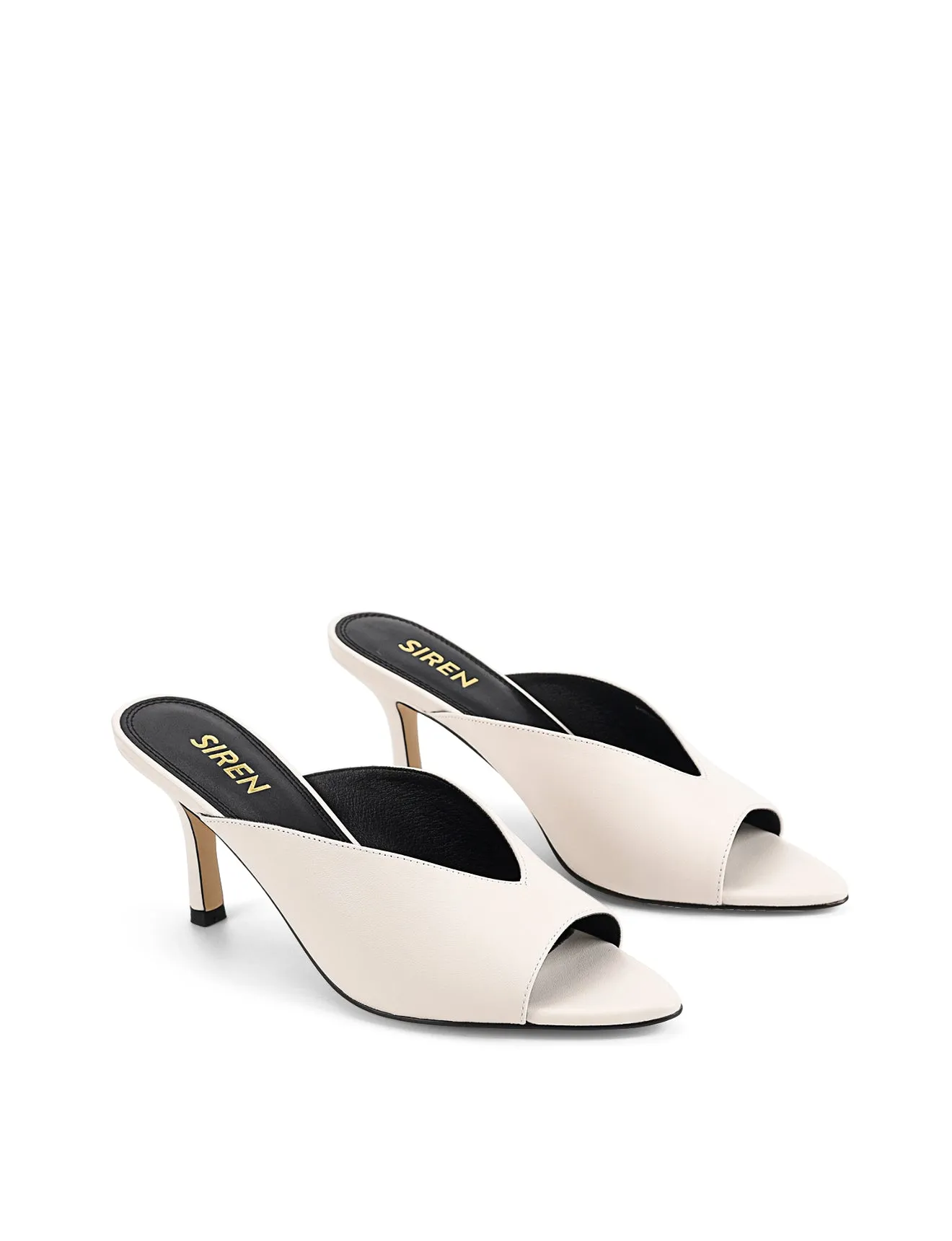 Mules Pointue Mabel - Cuir Blanc Craie