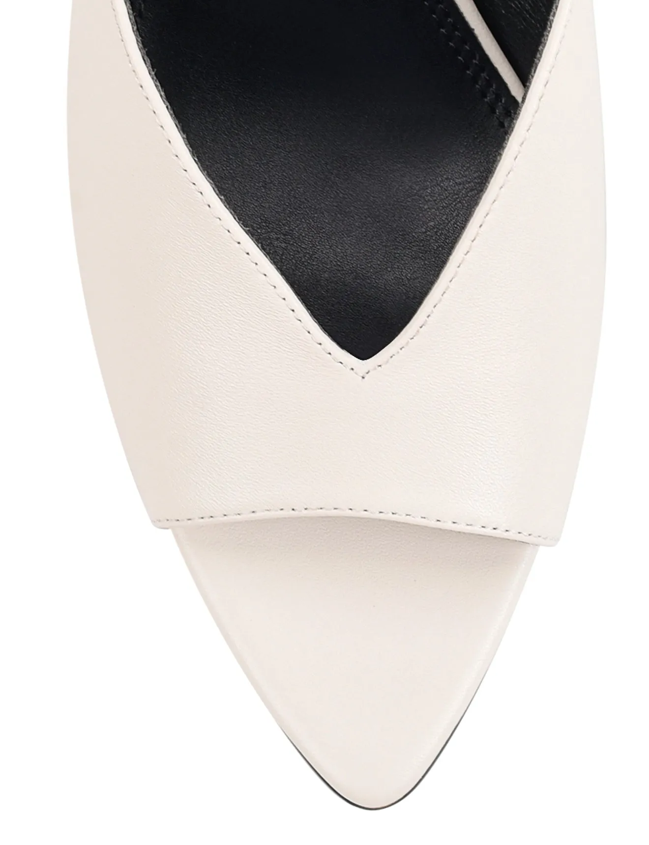 Mules Pointue Mabel - Cuir Blanc Craie